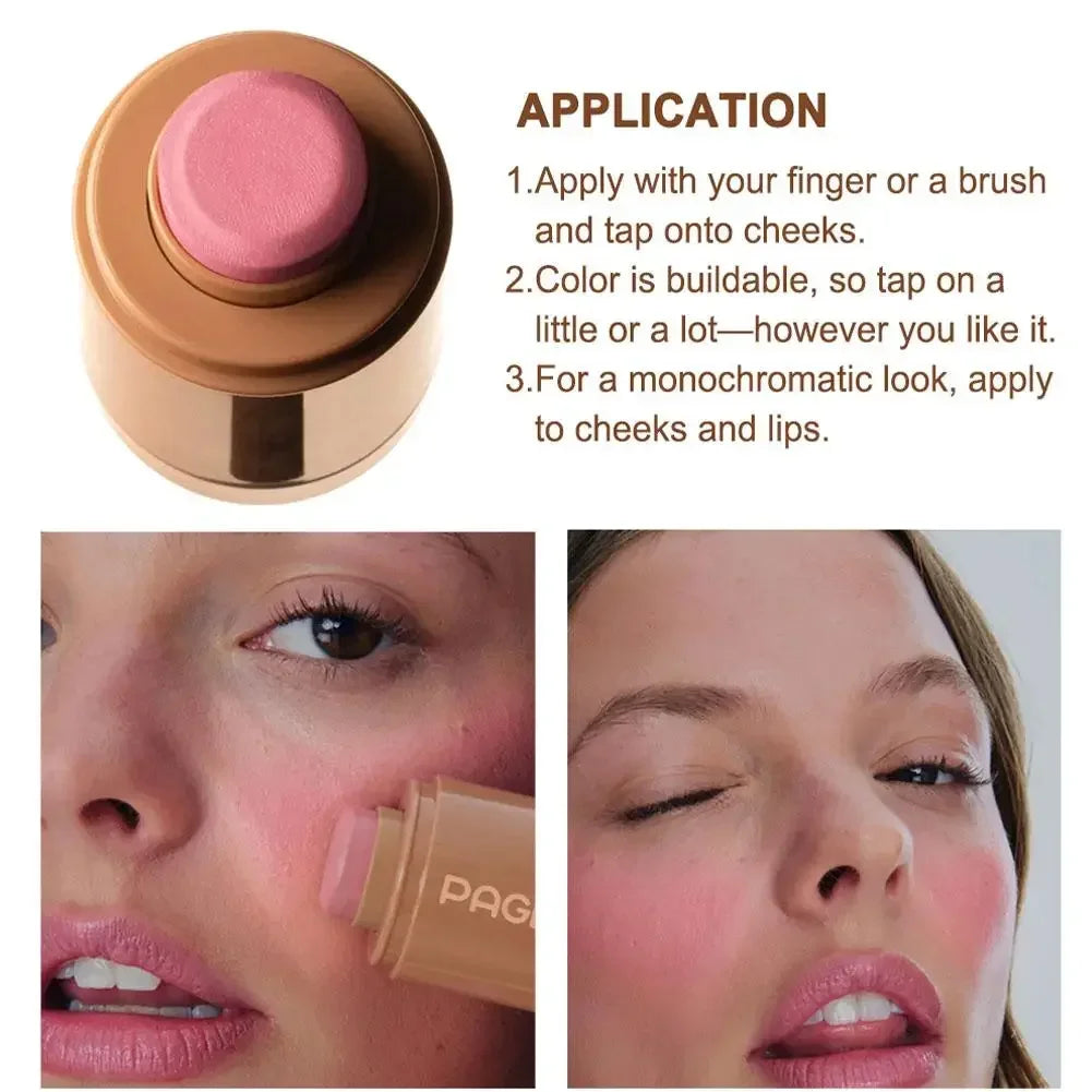 New PAGE VINE Pocket Blush Stick Cream 2-in-1Lip and Cheek Hydrating Stick Natural Rouge Powder Blush Cream Korea Pink Cosmetics.