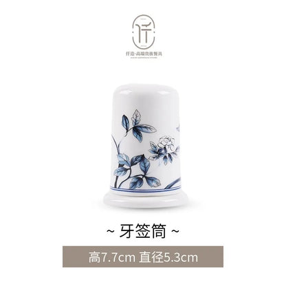 Blue Peacock Bone China Dining Plate Blue and White Kitchen Tableware Flower Ceramic Tableware Home Dining Bar Main Course Plate