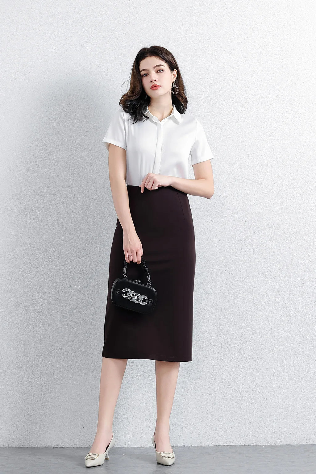 Women's Professional High Waist Long Pencil Skirt, Slim Fit Black Hip-hugging Skirt for Office Commute
