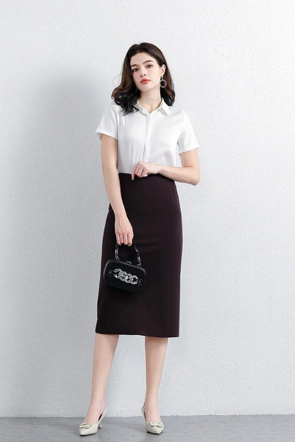 Women's Professional High Waist Long Pencil Skirt, Slim Fit Black Hip-hugging Skirt for Office Commute