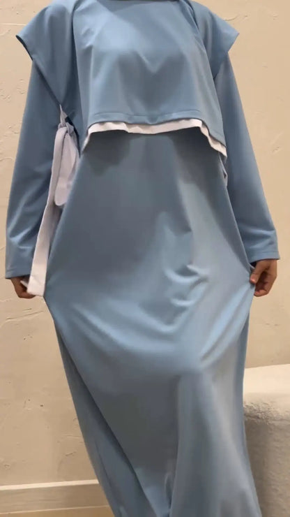 Women Eid Muslim Sets Musulman Ensemble Dubai Arab Vest Kaftan Islam Abayas Ankle Length Long Robe Solid Two Pieces Modest.