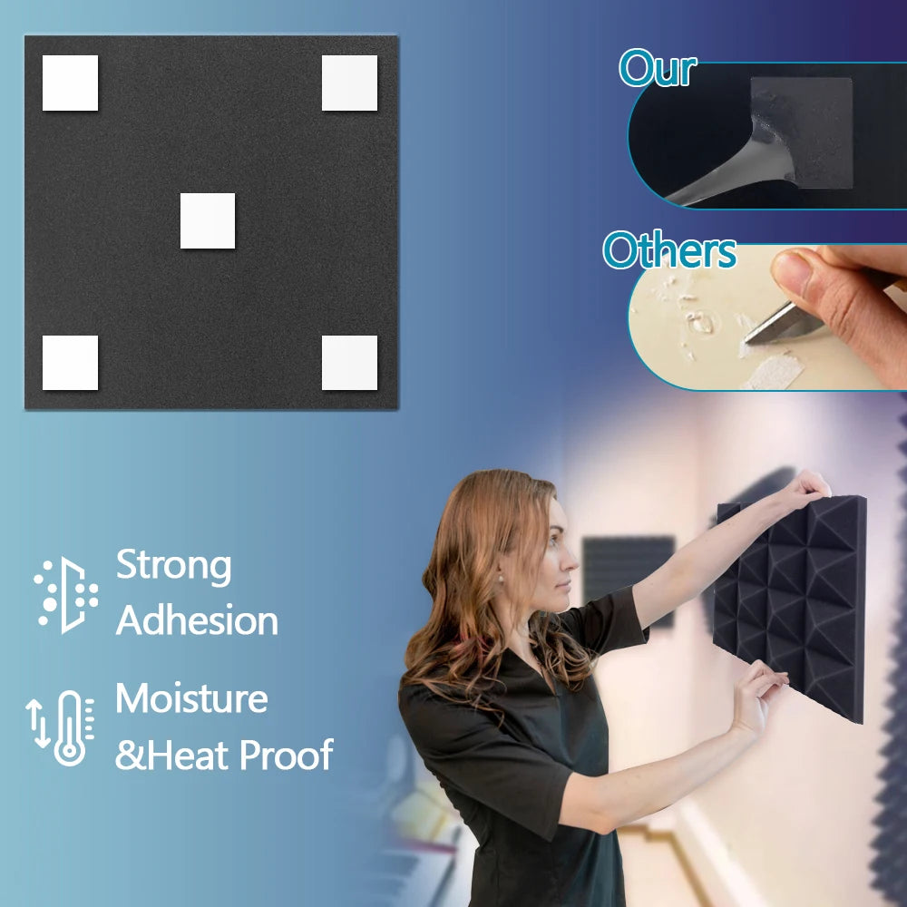 Sound Absorbing Wall Panel 6/12/24Pcs Acoustic Foam Self Adhesives Decor Studio Echo Canceling Treatment For Game Room Cinema