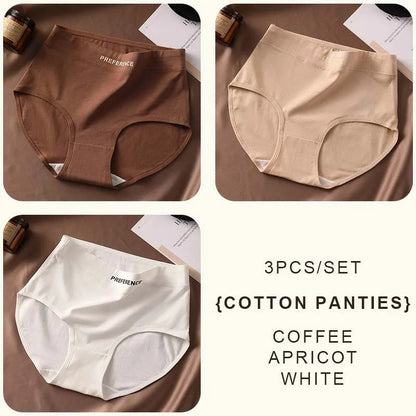 FallSweet 3PCS Seamless Women High Waist Briefs Panties Breathable Cotton Underwear Female Sexy Underpants Large Size Lingerie.