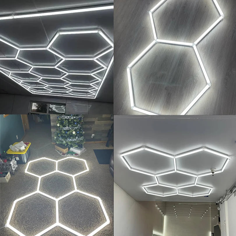 LED Honeycomb Lamp Barbershop Light Hexagon Lights Lamp AC85-265V Led Tube Ceiling Lighting For Car Detailing Workshop.