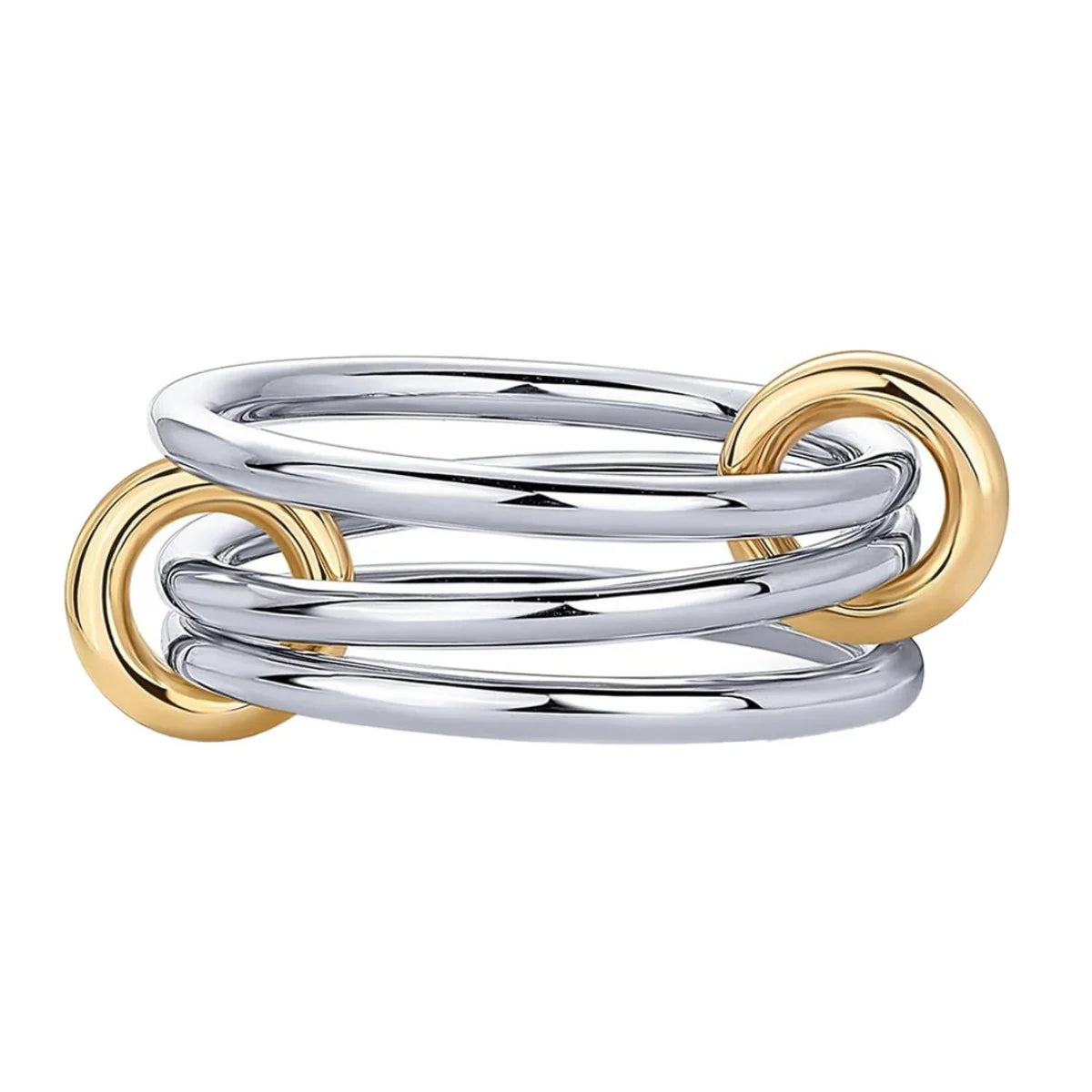 A Niche Two-Color Four-Ring Copper Jewelry Ring, Hypoallergenic, Ins Style, Stacking Artifact, Suitable For Young Women.