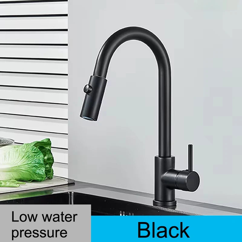 Low water pressure Kitchen Faucet Cold Hot Water Mixer Crane Tap Sprayer Stream Rotation Sink Tapware Multiple styles