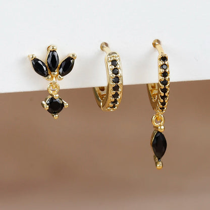 3PCS Fashion Horse eyes Pendant Piercing Earrings Set For Women Stainless Steel Zircon Ear Studs Earring Trendy Jewelry aretes.