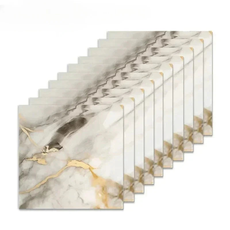 10PCS Waterproof 3D Ceramic Tile Sticker Imitation Marble Self Adhesive Wall Floor Sheet for Home Renovation Decoration Use