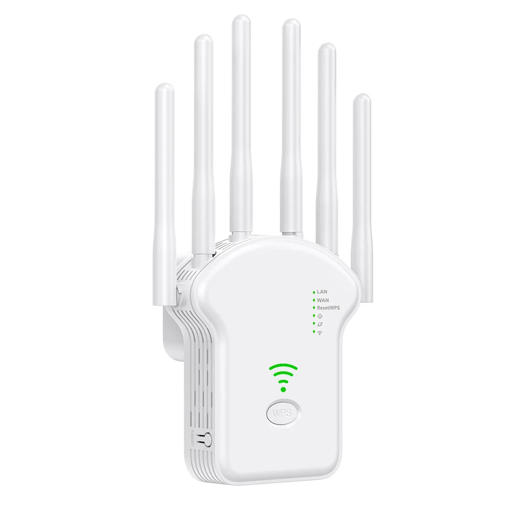 1200Mbps 5GHz Wireless WiFi Repeater WiFi Signal Booster Dual-Band 2.4G 5G WiFi Extender 6 Antenna Network Amplifier WPS Router.
