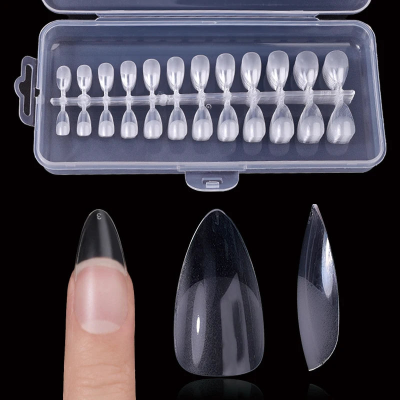 Fake Nail Press on Tips for Nails Extension Full False Acrylic Finger Short Artificial American Capsules Long Soft Gel Almond