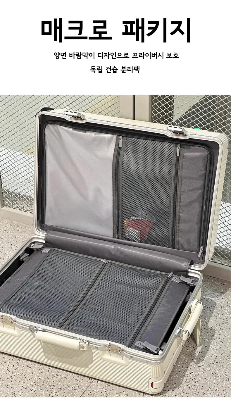 sushimu Koffer, breiter Griff, Reisekoffer für Herren, 20 24, Handgepäck, Damen, PC, Aluminiumrahmen, Trolley.