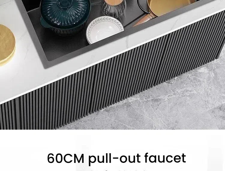 Gray Large Single Slot Stainless Steel Kitchen Sink Multifunctional Wash Dish Basin Nano Honeycomb Embossed Undermount Basin
