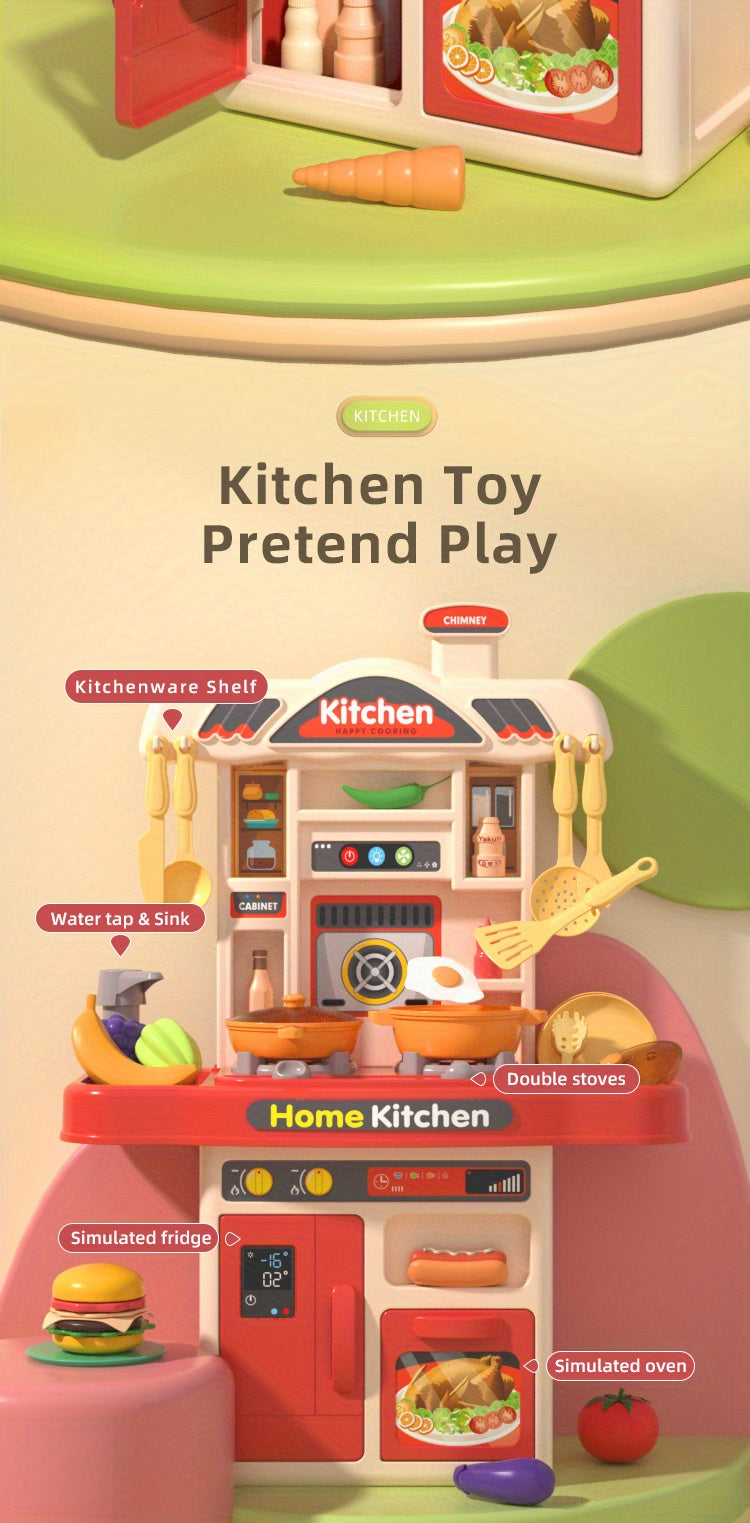 Realistic Pretend Play Cooking Toy for Kids, Chef Playset Kitchen Accessories, Lights & Sounds,for Toddles Girls Boys Gifts.