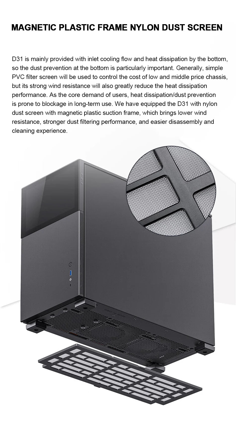 JONSBO Pinecone D31 M-ATX Computer Case Mesh Side Transparent ATX With Display Screen Games Chassis Support 360 Water Cooling