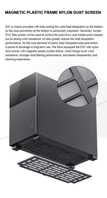 JONSBO Pinecone D31 M-ATX Computer Case Mesh Side Transparent ATX With Display Screen Games Chassis Support 360 Water Cooling