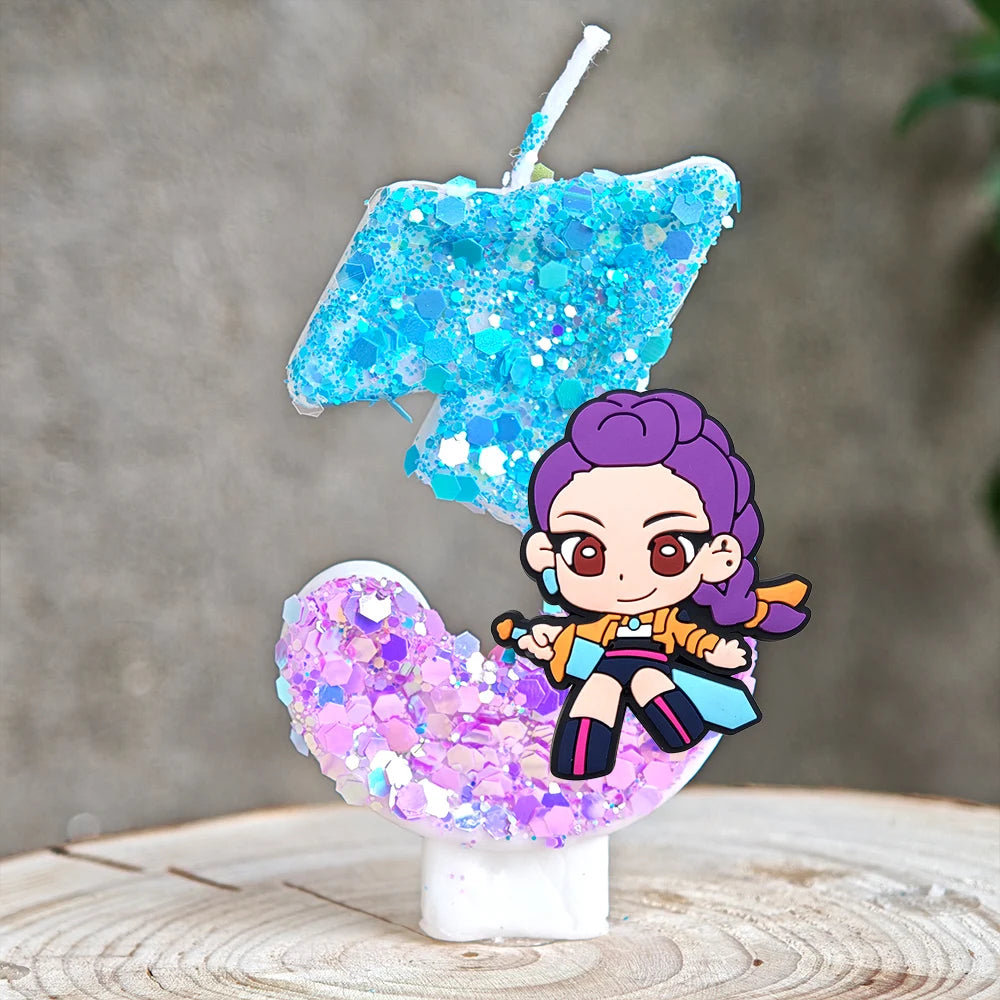 Heißer Kpop Dämon Jäger Thema Kerze 3D Nummer 0-9 Kinder Geburtstag Kuchen Dekoration Baby Dusche Anime Party liefert Geschenke