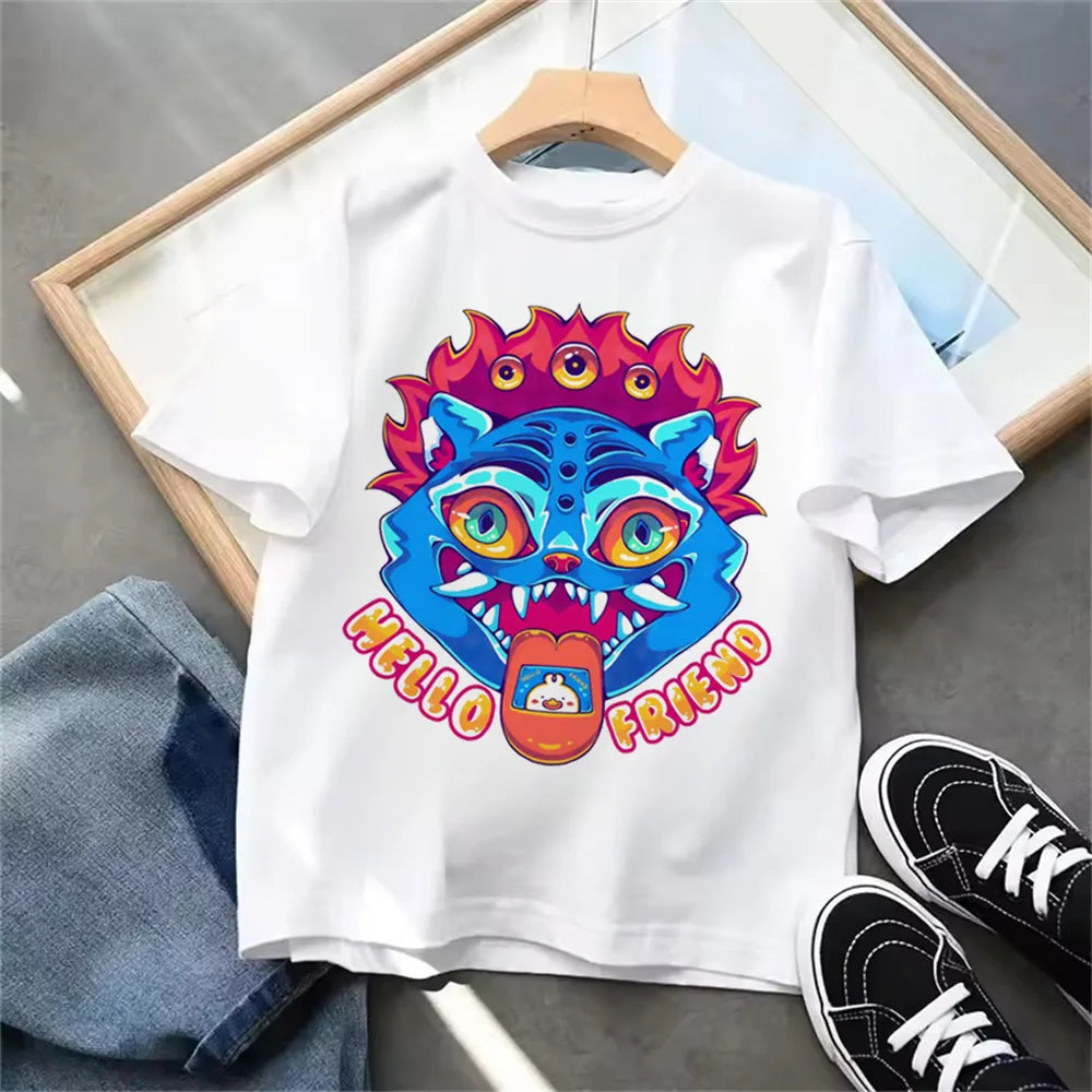 Summer 2025 New KPop Demon Hunters Kids Girls Boys T-shirt Children's Clothing T Shirt Casual O-Neck Short Sleeve Tops.