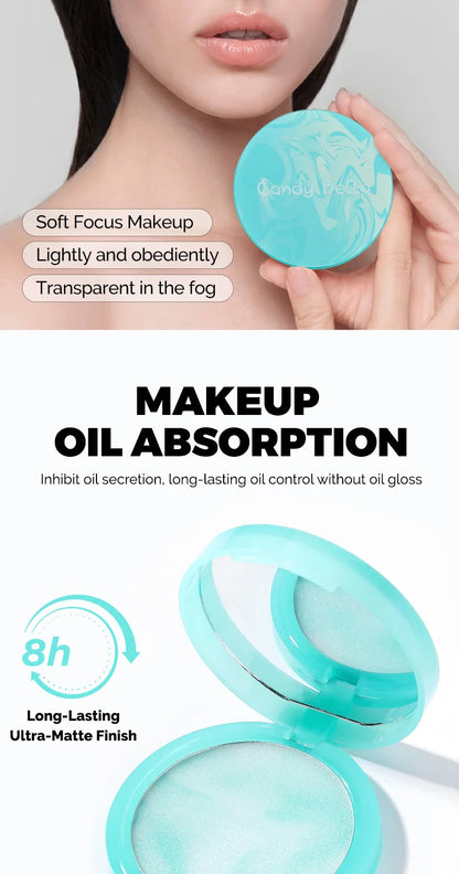 CandyBella Emerald Green Pressed Powder - Oil Control Finisher & Bronzer, Lightweight Invisible, Buildable Natural Contour, New!.