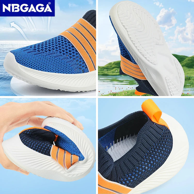 Kids' Breathable Mesh Slip-On Sports Shoes Lightweight Comfort Sneakers for Boys & Girls School Walking Size 28-39.
