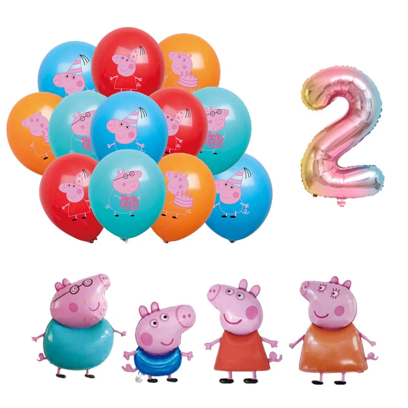 Cartoon Peppaed Schweine Geburtstag Party Dekoration George Seite Pappteller Einweg Geschirr Ballon Für Kind Event Liefert
