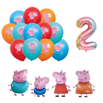 Cartoon Peppaed Schweine Geburtstag Party Dekoration George Seite Pappteller Einweg Geschirr Ballon Für Kind Event Liefert