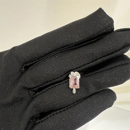 1PCS Cute Pink Zircon 316L Stainless Steel Ear Bone Nail New Fashion Y2K Punk Small Earring for Women Cochlea Jewelry Party Gift.