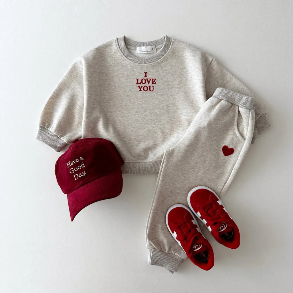 0-6 Year Old Korean Spring Baby Set Cotton Embroidered Letter Comfortable Hoodie Children's Wear Casual Sports Two Piece Set.