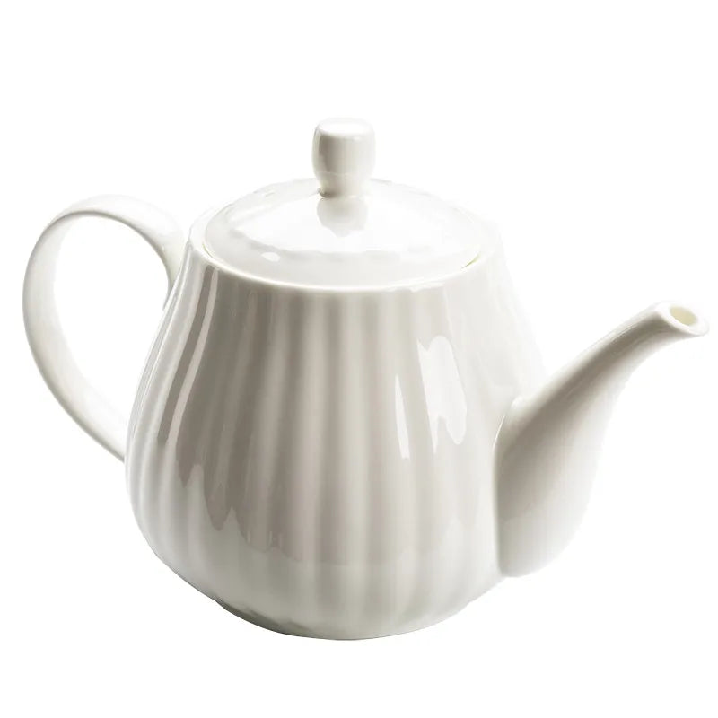 Bone China Coffee Pot Office Teapot Ceramic Large Capacity Tea Pot with Filter Creative Household Simple Handmade White Kettle.