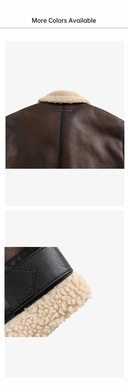 2024 Herbst/Winter Neues Produkt Lässige Damenbekleidung Flip-Kragen-Fell Integrierter lockerer und vielseitiger Kurzjackenmantel