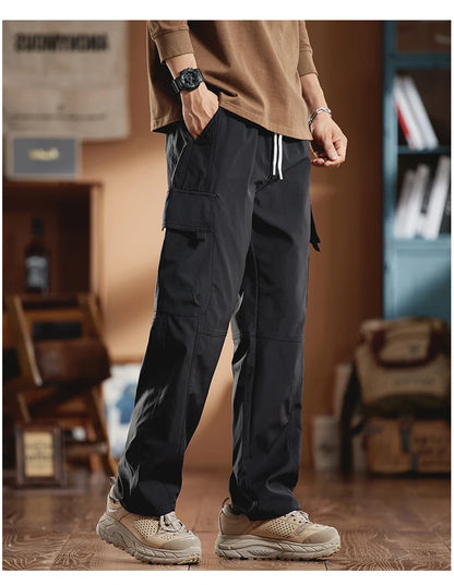 New in Tall Men Cargo Pants Elastic Waist Extra Long Length 115cm Male Waterproof Trousers Lengthened Slim Thin Leg 190cm 200 Cm