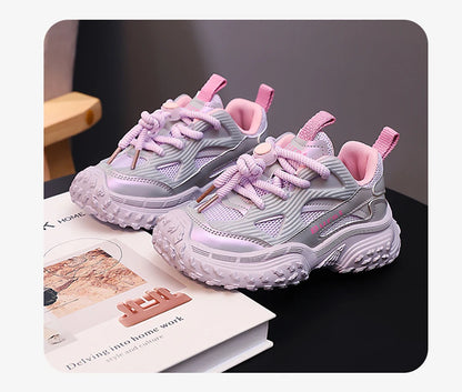 2025 Autumn Sport Shoes For Children PU Leather Waterproof Kid's Sneakers Anti-slippery Breathable Boy's Girl's Running Shoes.