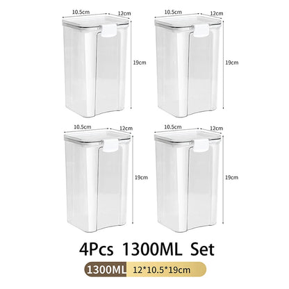 Large Capacity Waterproof Transparent Sealed Jar Multi-size Scene Kitchen Candy Dried Grain Storage With Lid Fridge Storage Tank