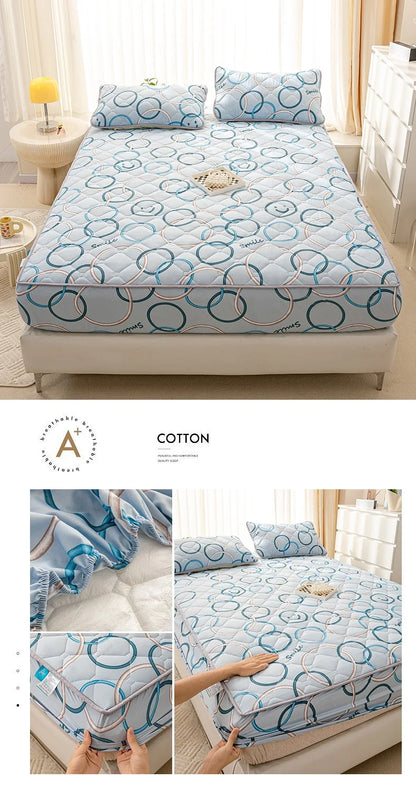 Waterproof Mattress Cover Cartoon Style Bed Covers Quilted Fitted Sheet постельное белье Thickened Bedspread(No Pillowcase).