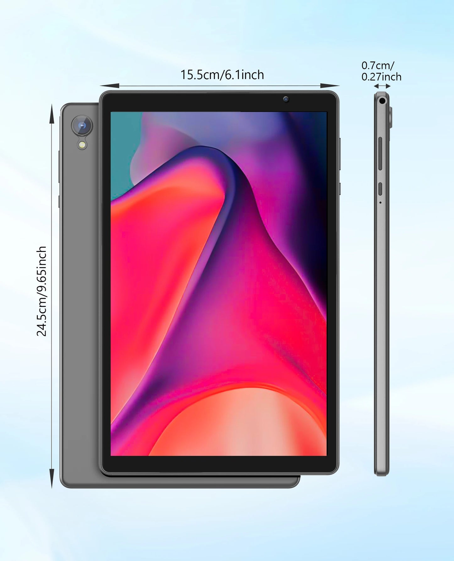 BAKEN 10-inch HD Display Android 14 Tablet, Quad-Core Processor, 4 (2+2)GB ROM + 32GB RAM, Bluetooth, Google Play.