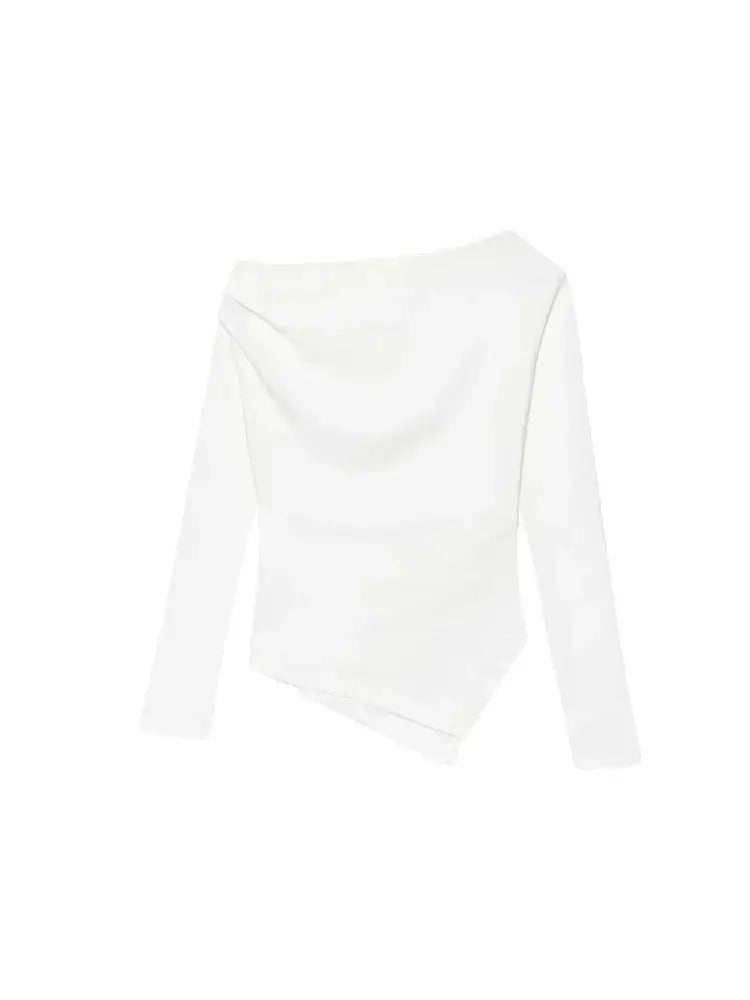 Asymmetric Short Top Woman Long SleevesTops Women Elastic Corset Top Female Streetwear Casual T-shirts Tops.