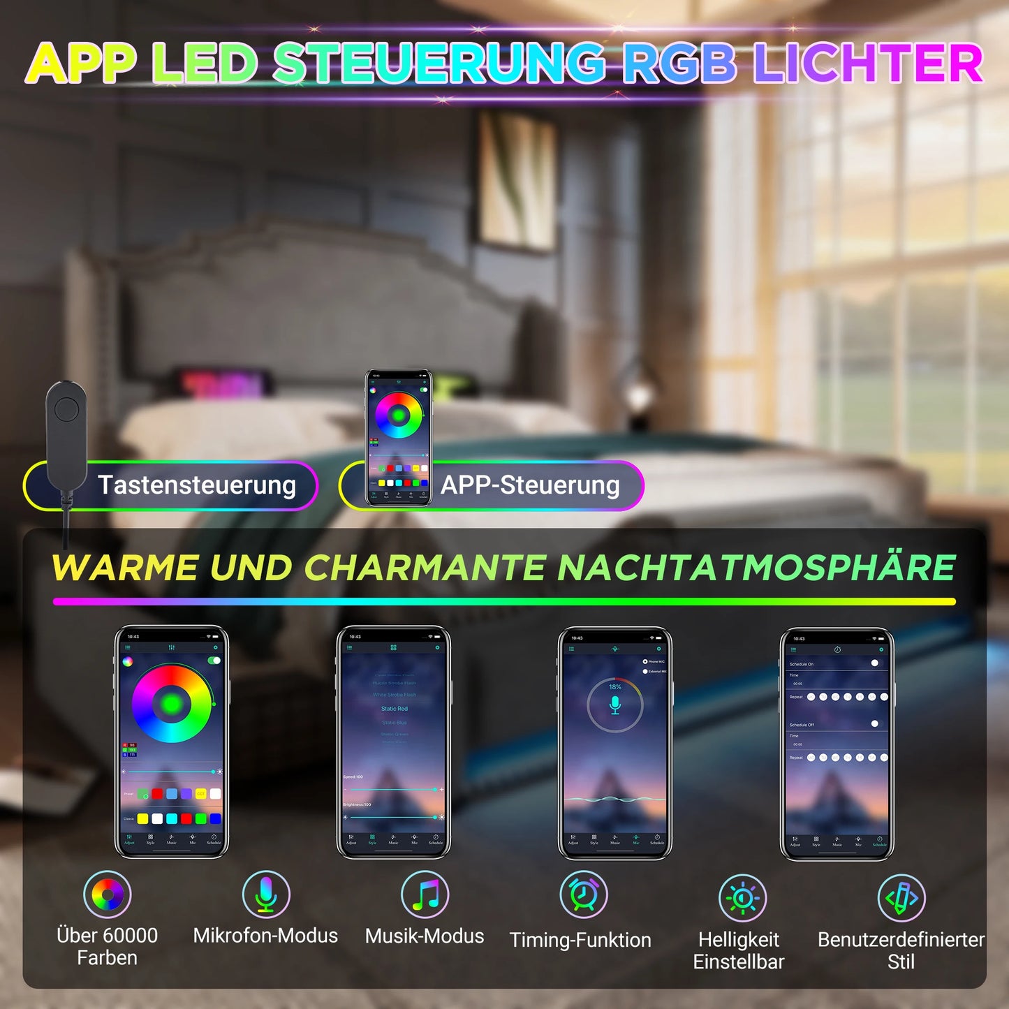 KOMHTOM Doppelbett Samt, Hydraulischer Stauraum, LED-Beleuchtung, USB-C-Ladeanschluss, ohne Matratze