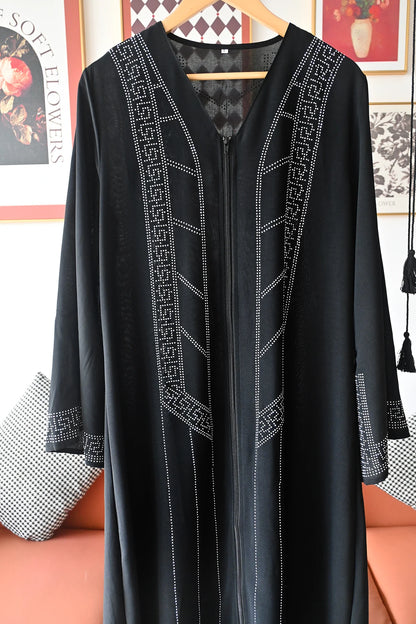 New Women Elegant Dress Chiffon Open Abaya with Zipper Muslim Women Dress Islamic Clothing Cardigan Abaya Women Muslim Dress.