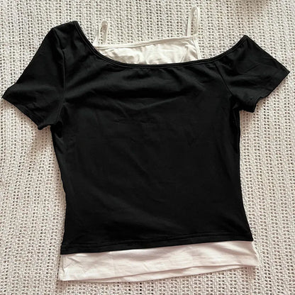 Women's 90s Vintage Punk T-Shirt Summer Streetwear Sexy Short Sleeve Gothic Slim Crop Top Hotgirl Casual Femme Tee Harajuku Y2k.