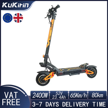KuKirin G3 Pro Electric Scooter 1200W*2 Dual Motor 52V 23.2Ah Battery 80KM Range 65Km/h Max Speed E-scooter 10 Inch Tires.