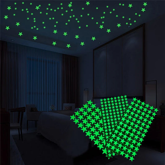 Glow Stickers Luminous In Darkness Fluorescent Star Wall Art 3D Home Decals For Kids Room Ceiling Switch Decoration.