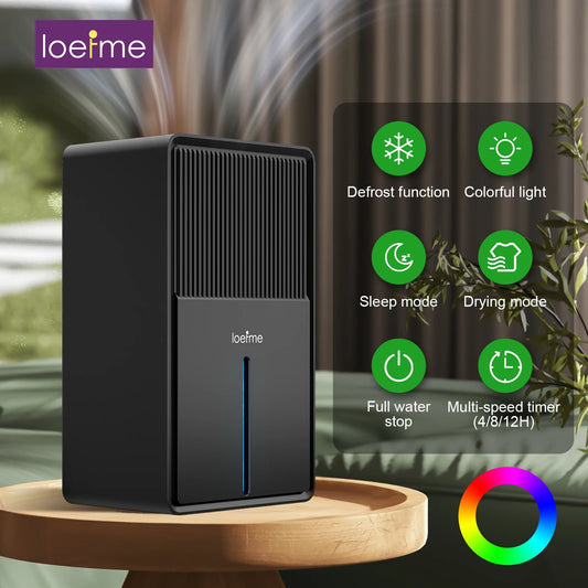 LOEFME 3000ml Electric Dehumidifier Large Air Dryer Drying Mode Mould Moisture Damp with Timer 800mL/Day for Home Bedroom Office.