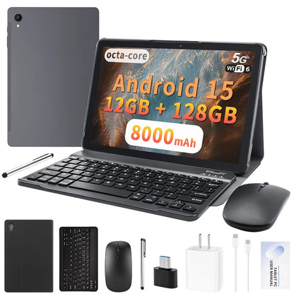 ANRY 10.95 Inch Tablet Android 15 HD Display 12GB RAM 128 ROM Fast Charging 8000mAh 5G WiFi Octa-Code Android Tablets with Case.