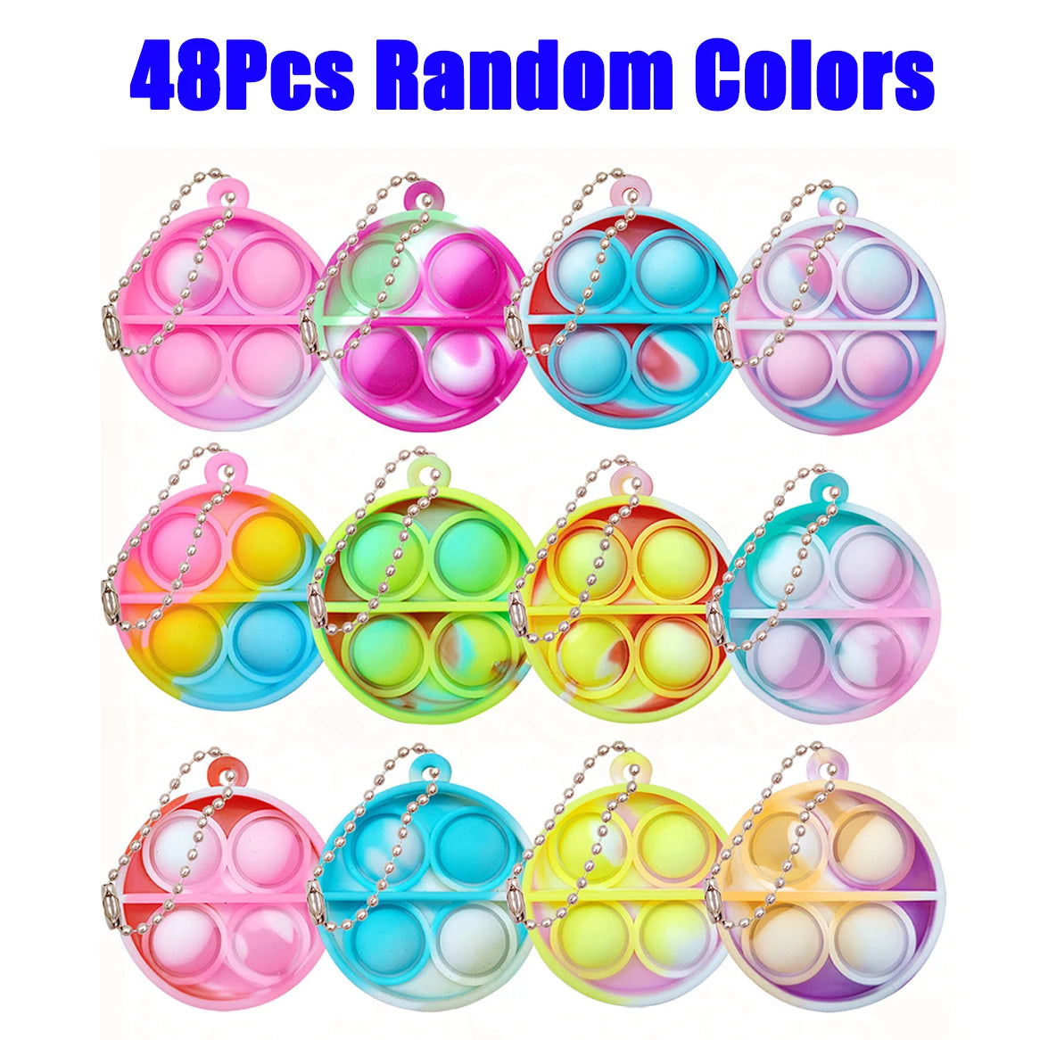 12/24/48Pcs Mini Pop Fidget Toy Pack Kit Keychain Stress Relief Toys Party Favors Office Desk Toy for Kids Adults Brinquedos