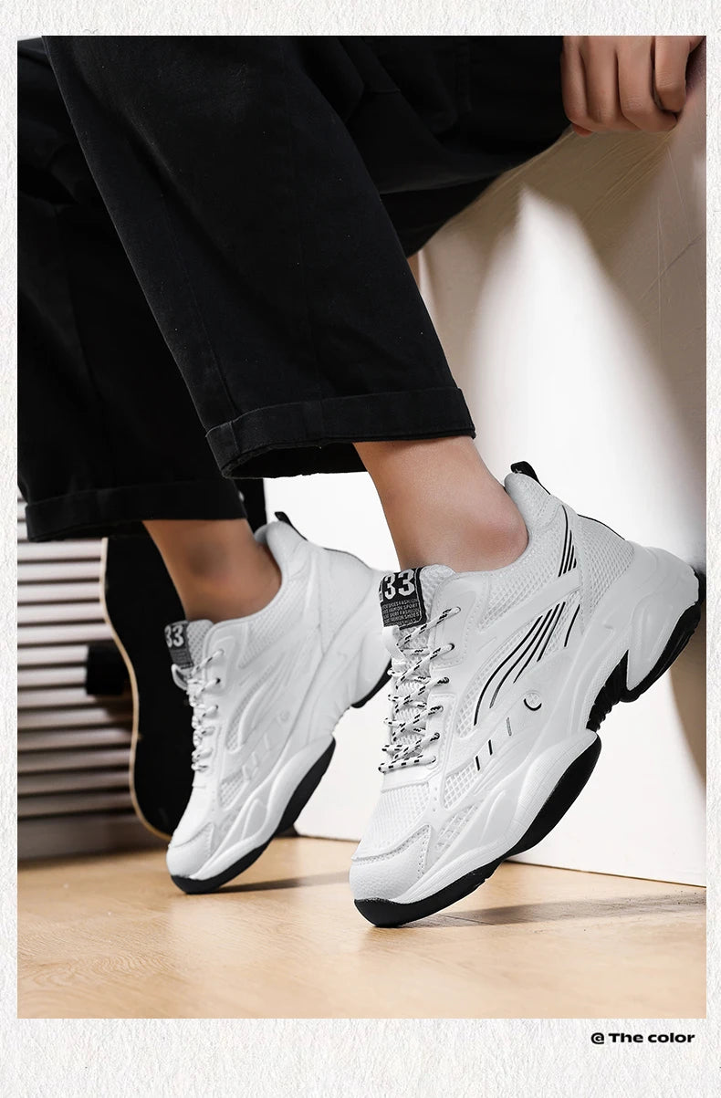 6CM Man Hidden Elevator Shoes Breathable Mesh Sneakers Anti-Slip Thick Sole Comfortable Casual Athletic Sports for Men Non-Slip.