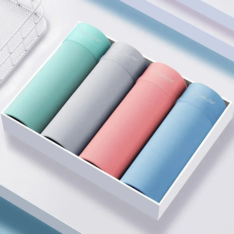 Cvoekular4/8pcs Man Boxer Underwaer Ice Silk Sous Vetement Homme Lingerie Underpants Bokserki Meskie Calzoncillos Shorts Panties