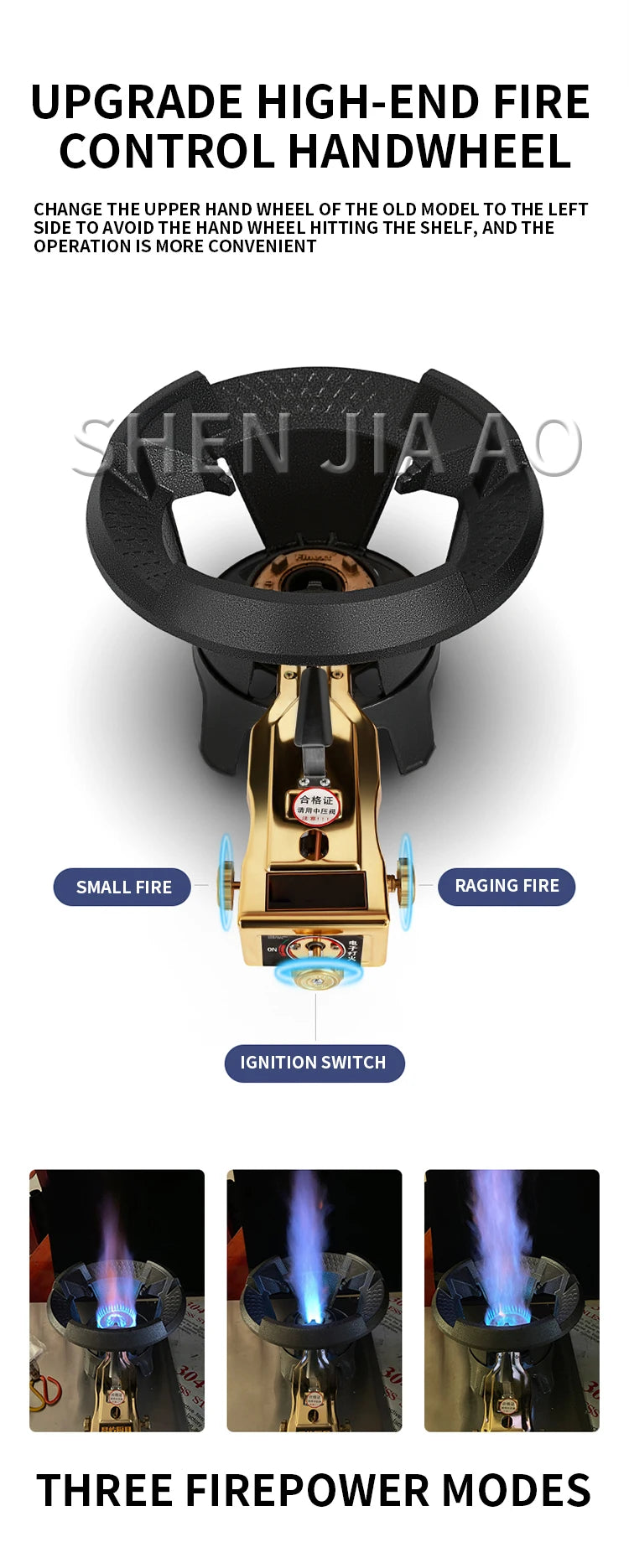 8#/10# Commercial High-pressure Gas Stove Single-hole High-pressure Liquefied Gas Stove for Hotel Restaurants.