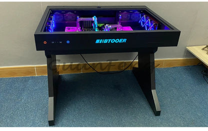 Computergehäuse für große Spieler, All-in-One-Tisch, hochwertiger Desktop, vollständig transparent, großes Gehäuse, cooler wassergekühlter Sci-Fi-Spieltisch