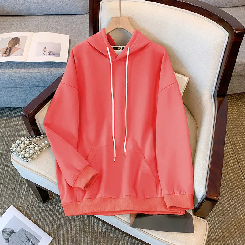 Plus Size Damen-Büste, 160 Herbst-Winter-Kapuzen-Sweatshirt, neun Farben, lockeres Langarm-Top, Lare-Größe 6XL, 7XL, 8XL, 9XL, 150 kg