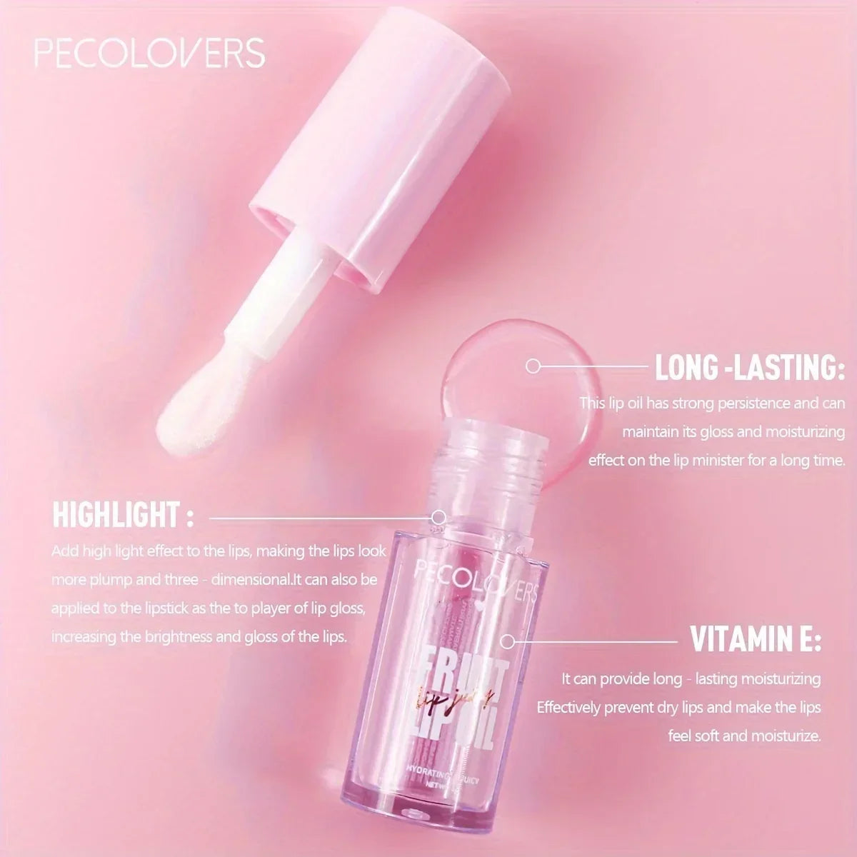BIG Fruit Lip Oil Lip Enhancer Plumper Big Brush Moisturising Clear Lip Gloss Sexy Lip Makeup Care Cosmetics for Women Girl Lady.