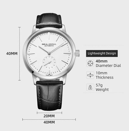 Seagull New Business Watch Men's Mechanical Wristwatches 50m Waterproof Leather Valentine Male Watches relogio masculino 6075.